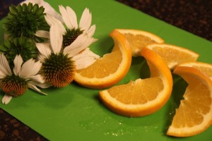 Fruit and Flower Garnishes for Crockpot Orange Chicken Recipe
