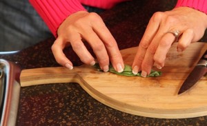 Roll the Fresh Basil Leaves Into a Tight Cylinder