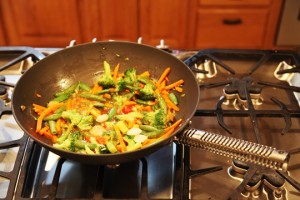 Stir Fry Vegetables Cooking in ManPans Wok