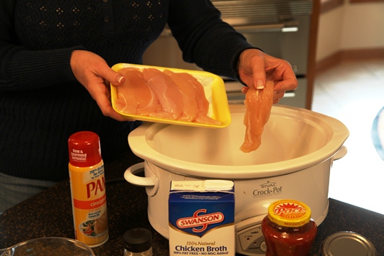 Adding chicken to Southwestern Chicken Soup
