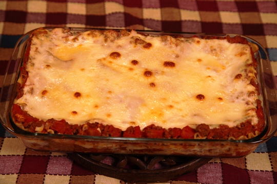 Lasagna hot out of the oven