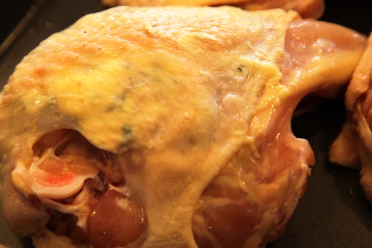 Butter and Herb Mixture Under Skin of Chicken Breast